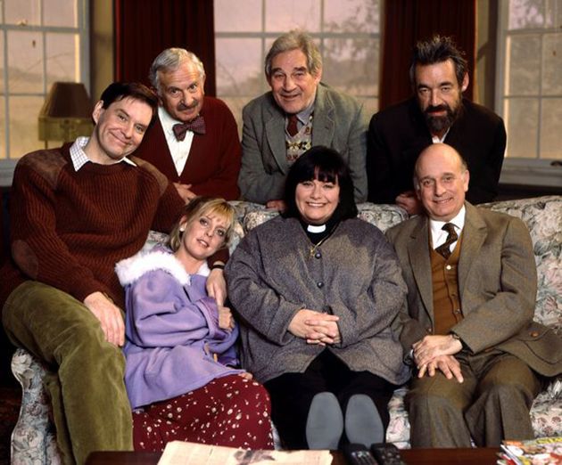 Trevor (back, centre) with The Vicar Of Dibley cast