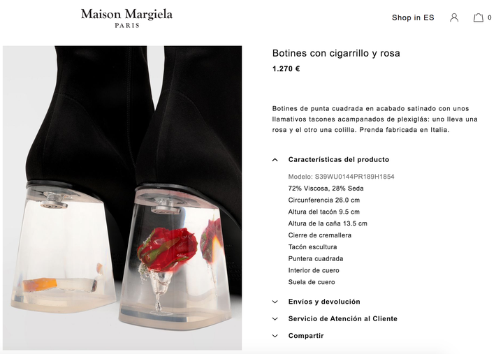 Imagen de la web de Maison Margiela.