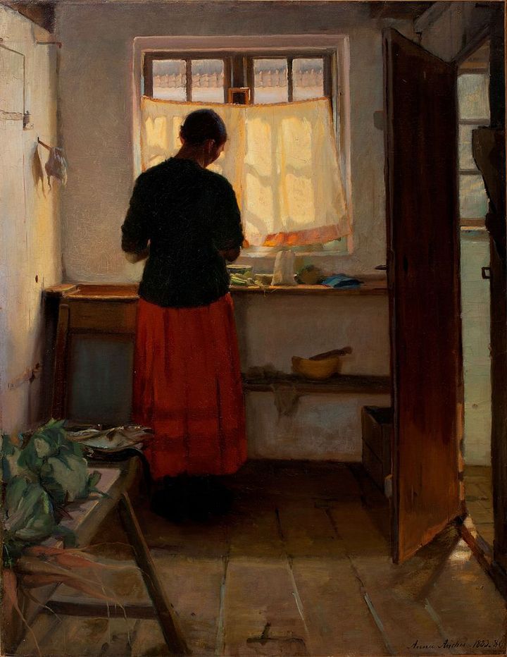 Cuadro 'The maid in the kitchen', de Anna Ancher (1883-1886).