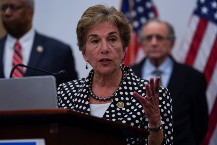 Rep. Jan Schakowsky (D-Ill.) speaks during a news conference on the Trump administration's tax cuts on June 22, 2018. She is one of several members of Congress who reintroduced a bill this week to repeal the Helms Amendment.