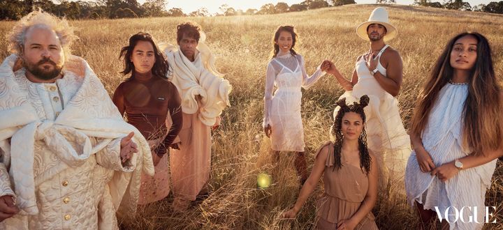 The Australian cast of 'Hamilton' in the March issue of Vogue Australia.