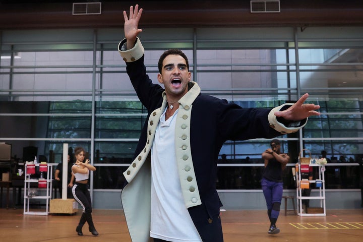 Lyndon Watts in rehearsal as Aaron Burr.