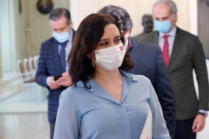 La presidenta de la Comunidad de Madrid, Isabel Díaz Ayuso, tras convocar elecciones anticipadas.