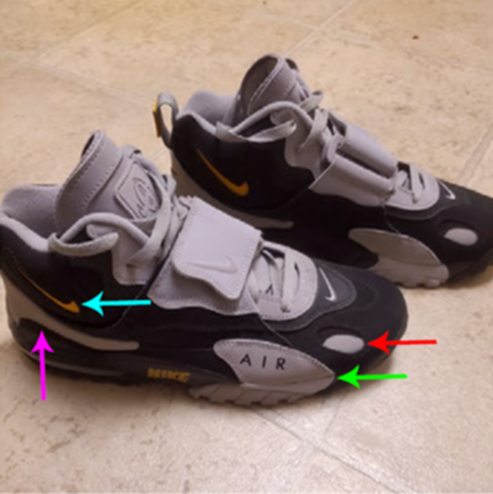 Authorities believe the individual was wearing a pair of black and gray Nike Air Max Speed Turf shoes, like the ones pictured here.