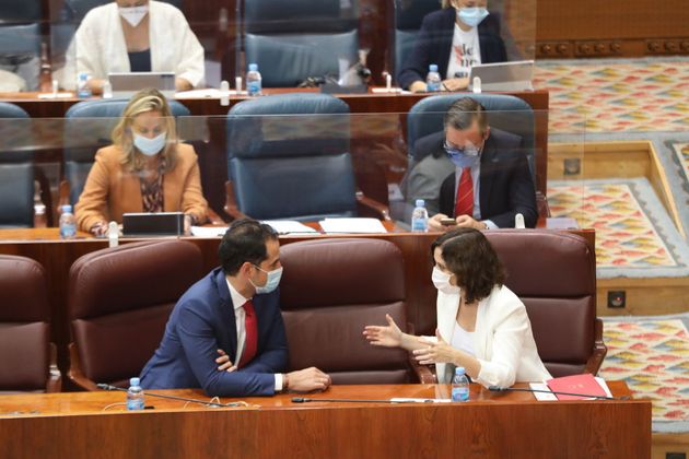 Ignacio Aguado e Isabel Díaz Ayuso, en la Asamblea de Madrid, en una imagen de