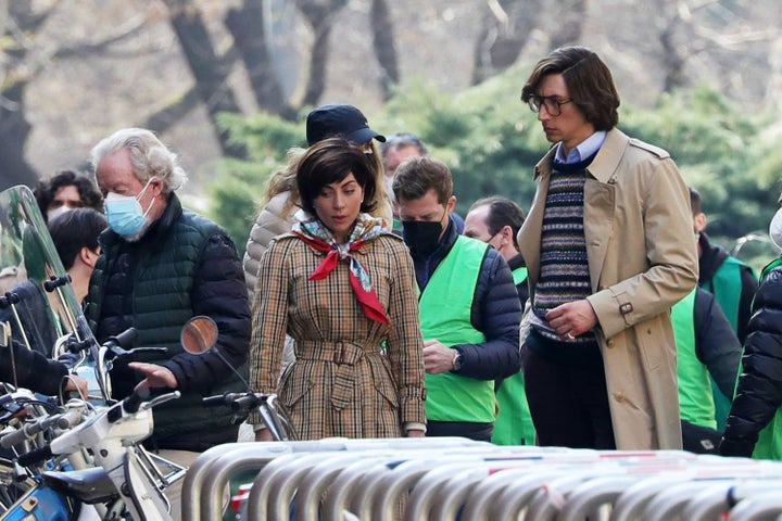 Lady Gaga y Adam Driver durante el rodaje.