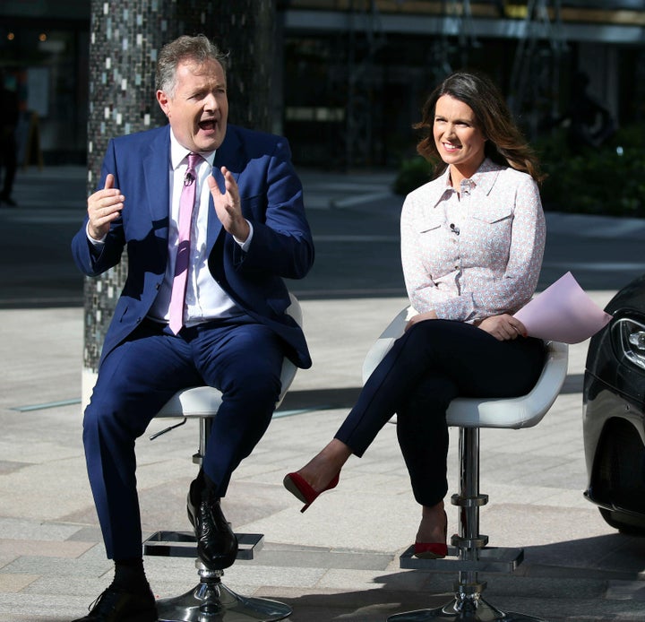 Piers Morgan and Susanna Reid are seen in London, England, July 2, 2019.