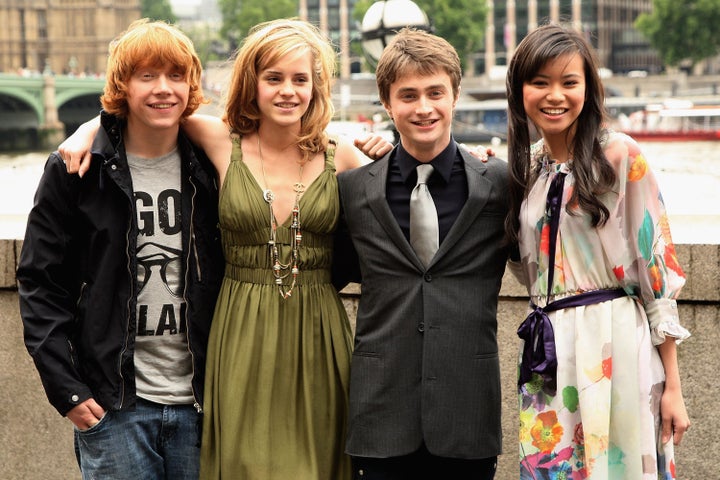 Rupert Grint, Emma Watson, Daniel Radcliffe and Katie Leung pose at the photocall for "Harry Potter and the Order of the Phoenix" on June 25, 2007, in London, England.