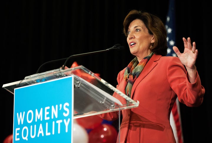 New York Lt. Gov. Kathy Hochul, seen here in October 2014 when she was a U.S. representative for the state's 26th congressional district, speaks during a "Women for Cuomo" campaign event.