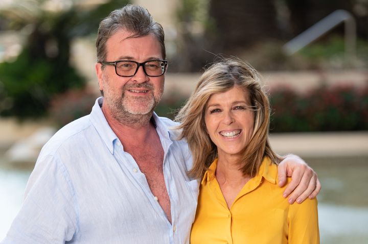 Derek Draper and Kate Garraway pictured after she left the I'm A Celebrity jungle in 2019