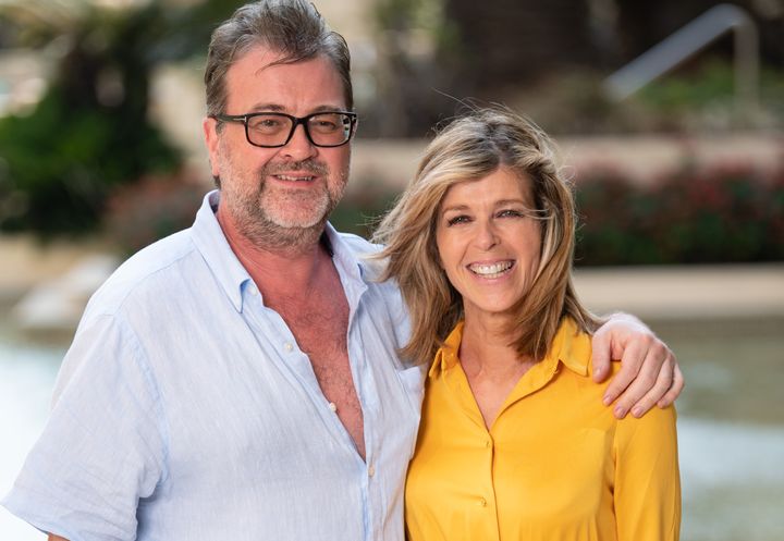 Derek Draper and Kate Garraway pictured after she left the I'm A Celebrity jungle in 2019