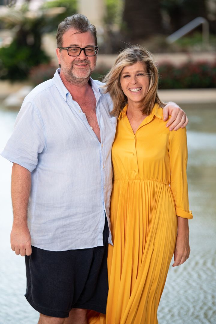 Derek Draper and Kate Garraway pictured after she left the I'm A Celebrity jungle in 2019
