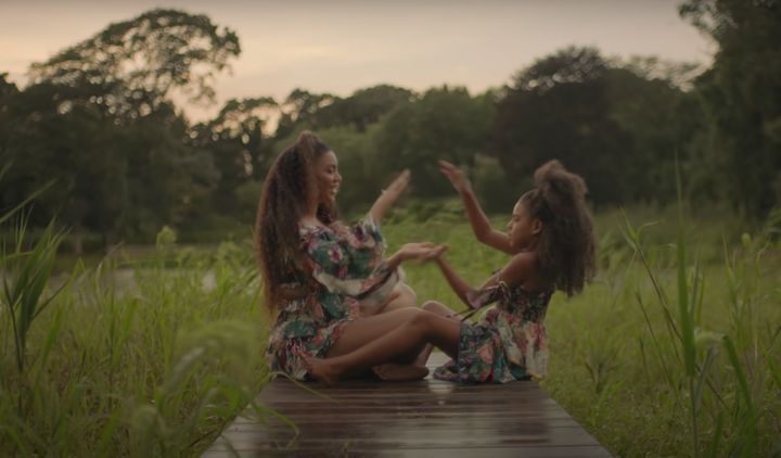 Beyoncé and Blue Ivy playing together in the Brown Skin Girl video