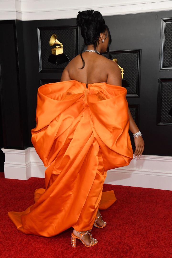Megan Thee Stallion on the red carpet at the 2021 Grammy Awards on March 14 in Los Angeles, California.