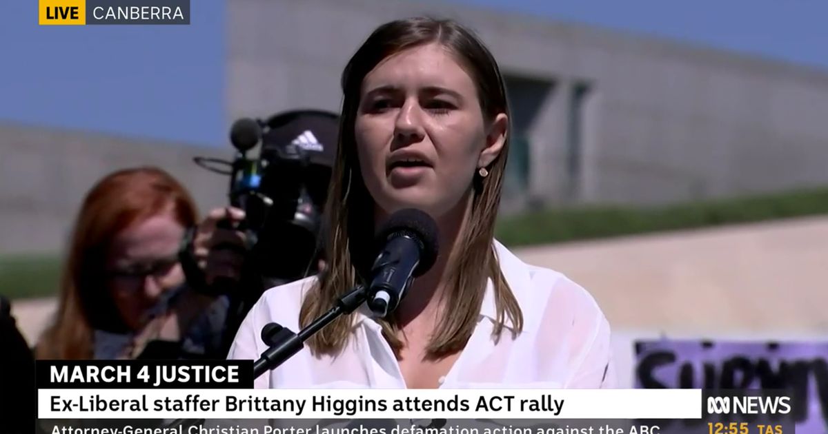 Brittany Higgins Addresses Thousands At March4Justice Protests To Fight Sexism And Violence Against Women