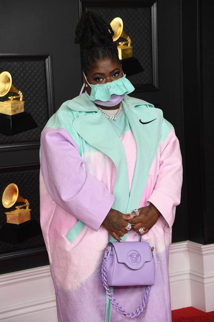 Chika takes the pastel theme a notch above in her look for the Grammy Awards on Sunday in Los Angeles.