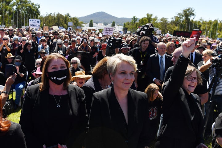 Member for Sydney Tanya Plibersek outside Parliament House on March 15, 2021 in Canberra, Australia.