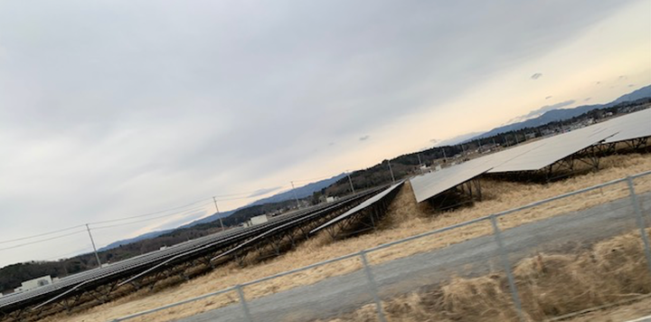 海沿いにびっしりと設置された太陽光パネル