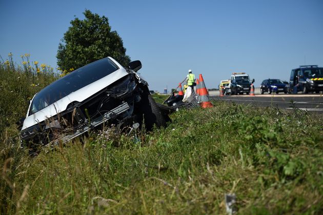 Un accident de voiture sur l'A10 à Saint-Epain dans le centre de la France. Image d'illustration.