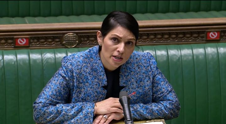 Home secretary Priti Patel speaking in the House of Commons, London, in the aftermath of last Saturday's vigil for murdered Sarah Everard on Clapham Common