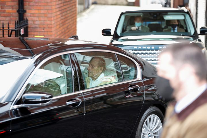 Prince Philip leaves King Edward VII's Hospital in London on Tuesday March 16