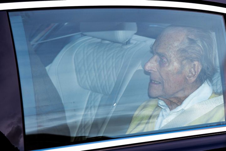 Prince Philip, Duke of Edinburgh is seen leaving King Edward VII Hospital on March 16