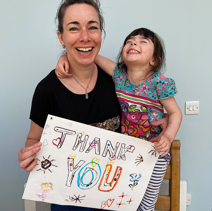 "This photo was taken on 21st April 2020 in our conservatory, we’d been doing this NHS poster as a homeschool craft project. Me and my then five-year-old were very proud of our artistic efforts for the NHS. For me this says early lockdown: relaxed vibes, optimism, supporting a bigger cause, warm days, spending quality and fun time with my daughter, lockdown hair and a bit of a suntan because it was so sunny. I felt well, and confident it was a temporary moment in time in the scheme of a lifetime." – Kate Morris Bates, 45, Flintshire, North Wales