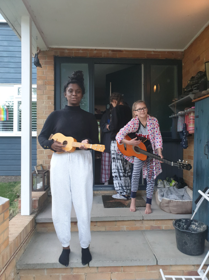 "This was taken at the beginning of lockdown when we used to come out and clap for the NHS. We started off clapping, banging saucepans and generally making as much noise as we could. Then our neighbour brought his trumpet out so my girls brought out the ukulele and guitar. It was such an emotional time hearing people nearby cheering and clapping, but also we loved hearing what song our lovely neighbour was going to play us that week." – Kelly Newton, 49, Croydon, London.