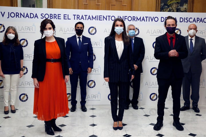 Iglesias y Ayuso, junto a Letizia en octubre de 2020.