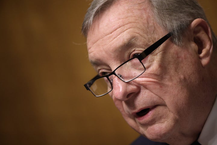 Committee Chair Sen. Dick Durbin (D-Ill.) speaks during a Senate Judiciary Committee hearing March 17, 2021 in Washington, D.C.