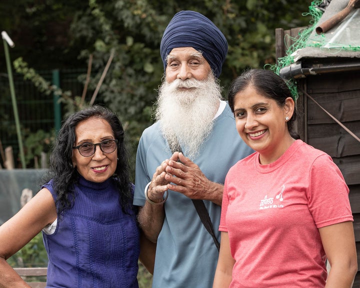 "My dad is The Skipping Sikh [who encouraged the world to stay active during lockdown and raised more than £14,000 for the NHS]. We spent time at the allotment during Vaisakhi skipping, and had this picture taken by photographer Sian Tyrell who wanted to say thank you for everything my dad has done. We shared our crops with Sian, as Sikhs we like to give back. We made food here, we watered the crops and also meditated. We felt really sad that we couldn't celebrate with the community and it felt strange not being able to go to the Gurdwara as every Vaisakhi we always go. But I will never forget this picture as it's special, my parents are older and to spend the time with them in lockdown and for Vaisakhi is something to cherish." – Minreet Kaur, 40, Harlington, Middlesex.