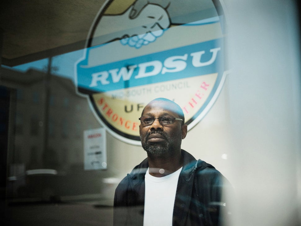 Darryl Richardson, one of the organizers working to unionize his Amazon warehouse, at the Retail, Wholesale and Departme