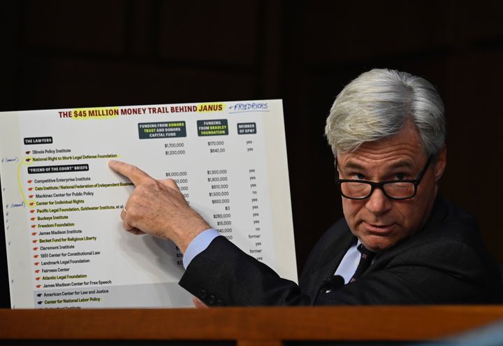 "Perhaps this slime machine can be a bipartisan concern," Sen. Sheldon Whitehouse (D-R.I.) told his colleagues in reference to dark money spending on elections.