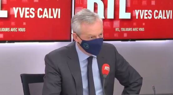 Le ministre de l'Économie, des Finances et de la Relance, Bruno Le Maire, ce lundi 22 mars au micro de RTL (capture d'écran)