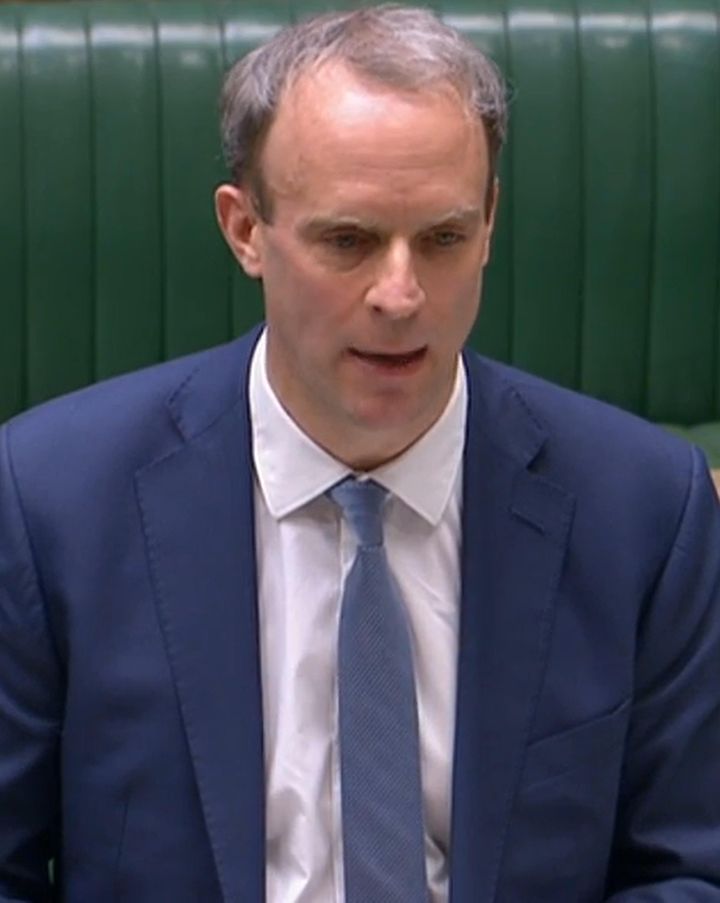 Foreign secretary Dominic Raab during the Commons statement
