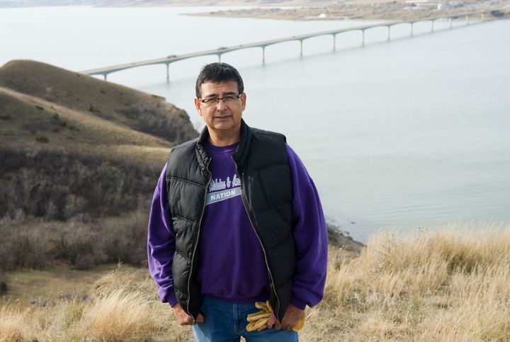 Mark Fox, who was running for tribal chairman at the time, poses at Crow Flies High Butte above the Missouri River in North Dakota on Nov. 1, 2014. The Fort Berthold Indian Reservation, home to the Mandan, Hidatsa and Arikara Nation, produces nearly one-third of North Dakota's oil. 