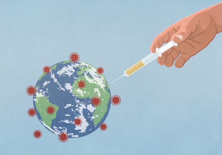 Εργα που ενθαρρύνουν τον κόσμο να εμβολιαστεί κατά του νέου κορονοϊού.
