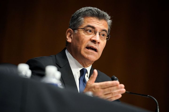 Xavier Becerra, then the nominee for secretary of health and human services, answered questions during his Senate Finance Com