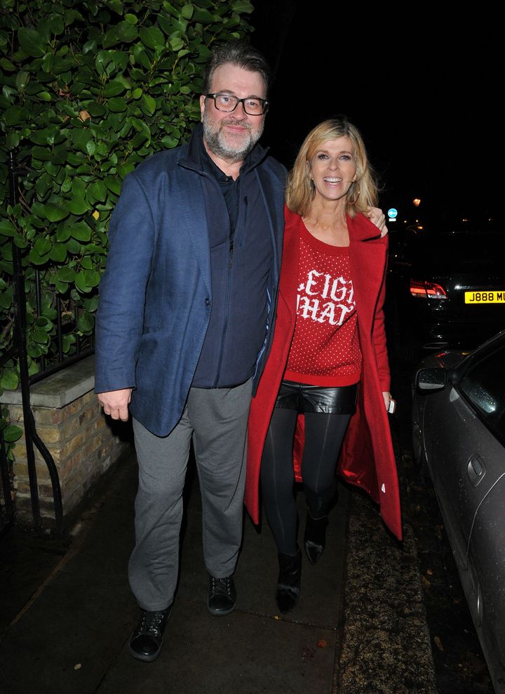 Kate Garraway and her husband Derek at Piers Morgan's Christmas party in 2019