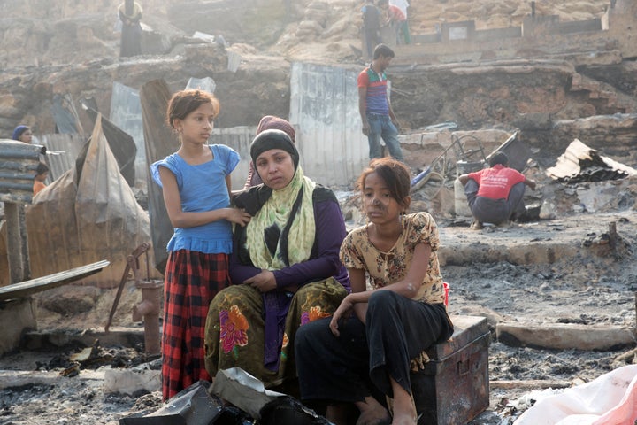 UKHIA, COX'S BAZAR, BANGLADESH - 2021/03/23: A huge fire swept through a Rohingya refugee camp in southern Bangladesh on Mond