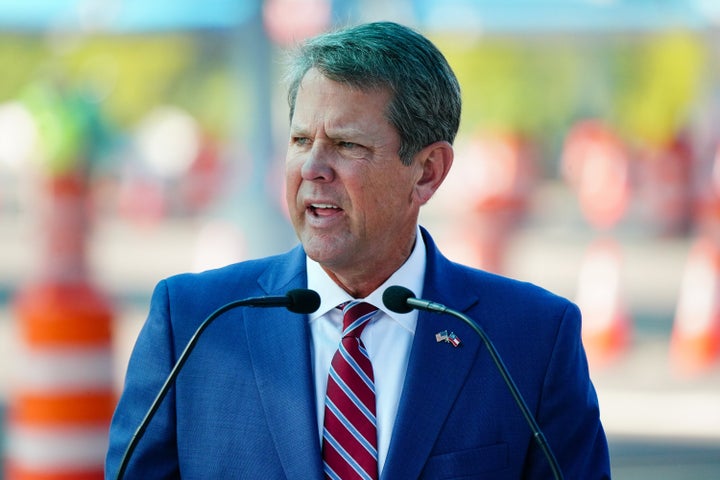 Georgia Governor Brian Kemp (R) speaks during a press conference announcing expanded statewide COVID-19 testing on Aug. 10, 2020, in Atlanta, Georgia.