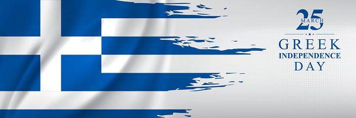 The Greek flag. Vector 25 march 1821 Independence day of Greece.