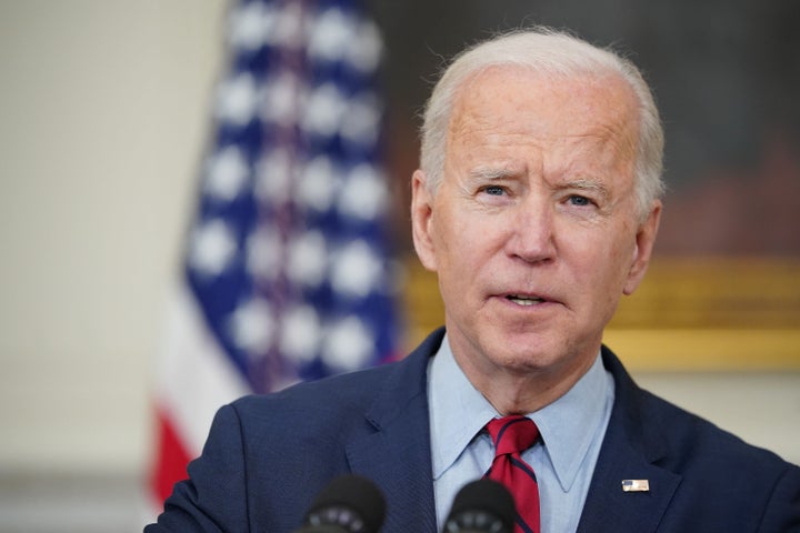 President Joe Biden speaks about the Colorado shootings in the State Dining Room of the White House in Washington, D.C., on March 23.