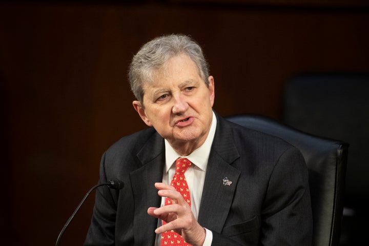 Sen. John Kennedy (R-La.) speaks during the gun violence hearing on March 23, 2021. 