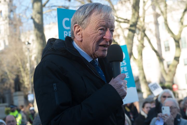 Lord Alf Dubs at a rally for child refugees