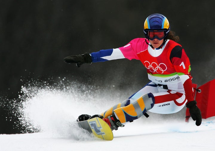 Julie Pomagalski in action at the 2006 Turin Winter Olympics.