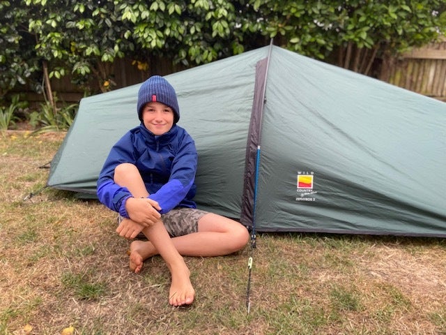 Max Woosely with his garden tent. 