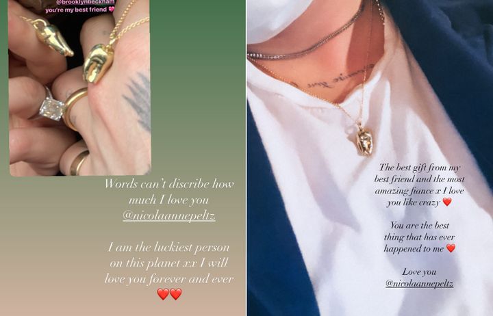 Brooklyn praised Nicola's gift on his own Instagram story