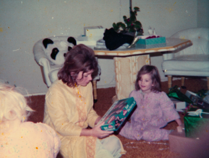 The author and her mother in their California home on Christmas Day in 1974.