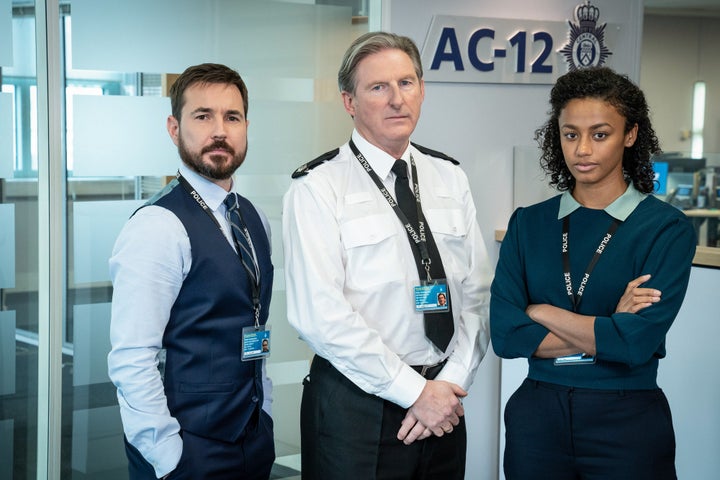 Shalom with co-stars Martin Compston and Adrian Dunbar 